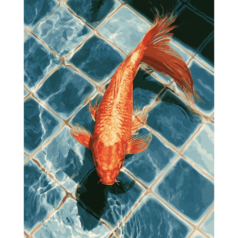 Malen nach Zahlen - Springender Koi-Fisch - Malen nach Zahlen