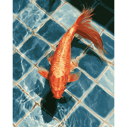 Malen nach Zahlen - Springender Koi-Fisch - Malen nach Zahlen