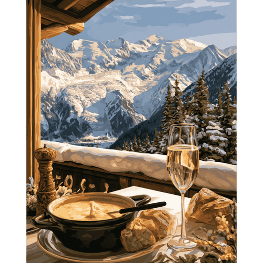Malen nach Zahlen - Alpiner Fondue-Blick