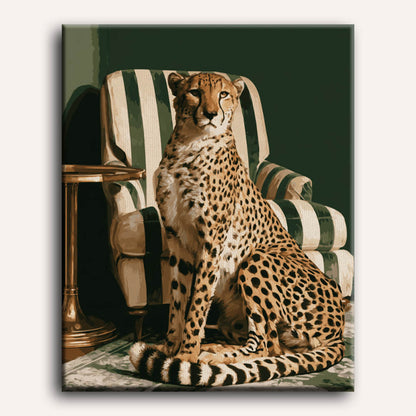 Malen nach Zahlen - Gepard im Sessel