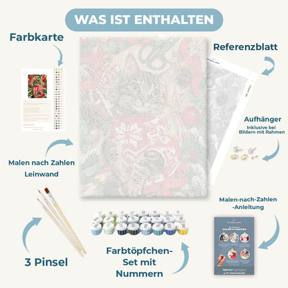 Malen nach Zahlen - Katze im Weihnachtspullover