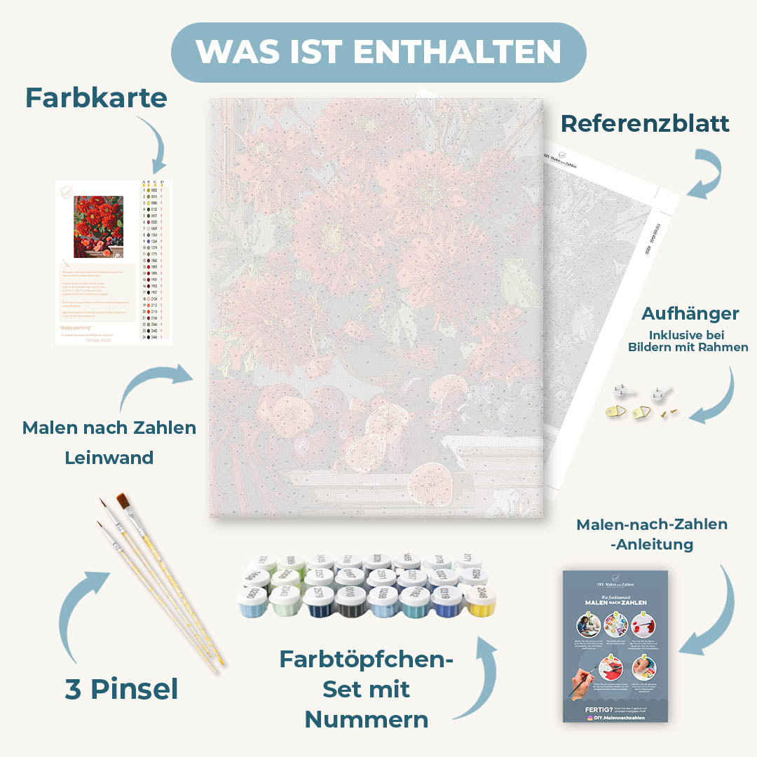 Malen nach Zahlen - Dahlie & Granatapfel