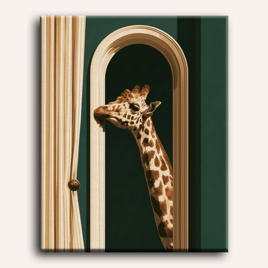 Malen nach Zahlen - Giraffe durch die Tür