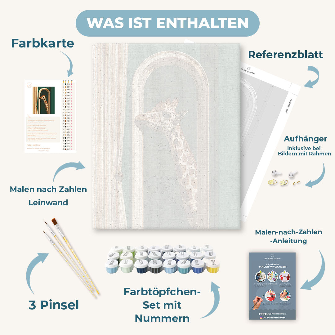 Malen nach Zahlen - Giraffe durch die Tür