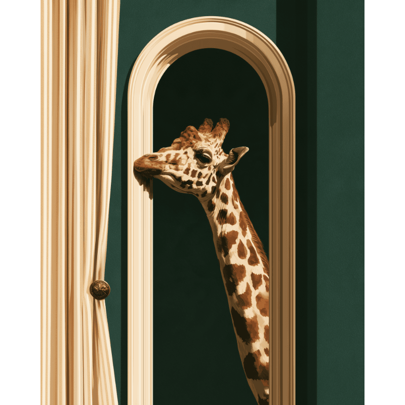 Malen nach Zahlen - Giraffe durch die Tür