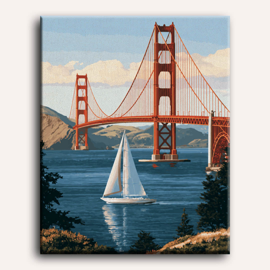 Malen nach Zahlen - Segelboot an der Golden Gate