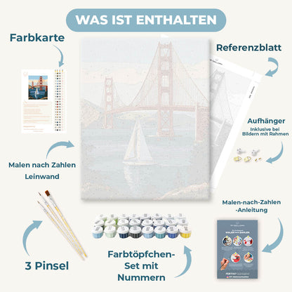 Malen nach Zahlen - Segelboot an der Golden Gate