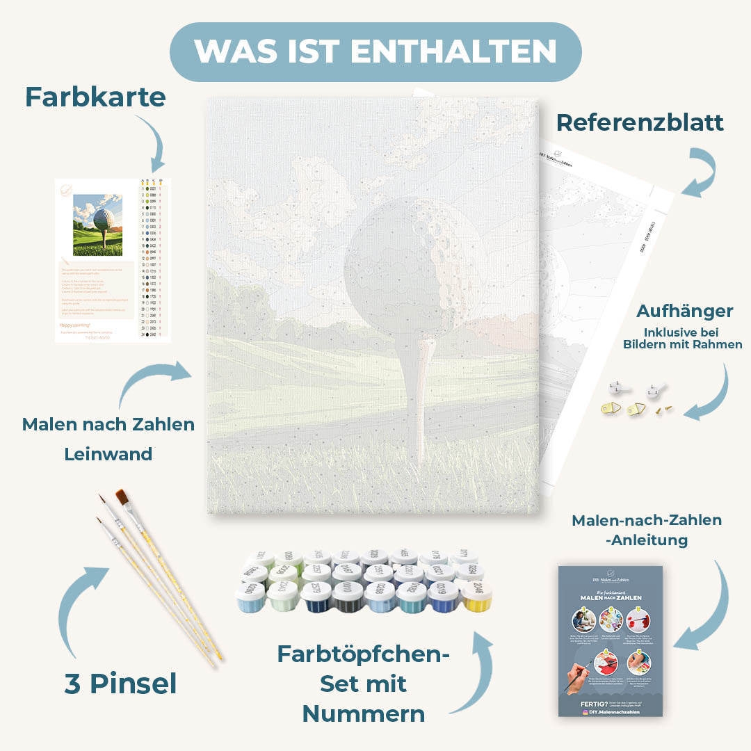 Malen nach Zahlen - Golfball auf dem Grün