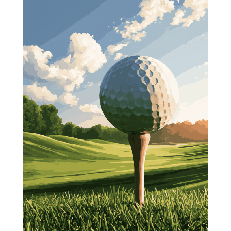 Malen nach Zahlen - Golfball auf dem Grün