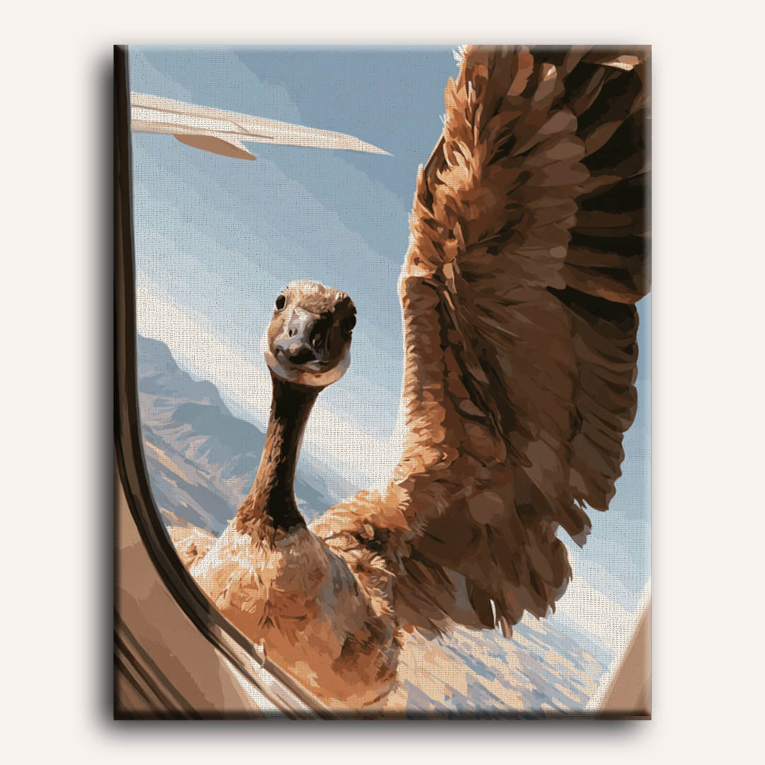 Malen nach Zahlen - Gans neben dem Flugzeug