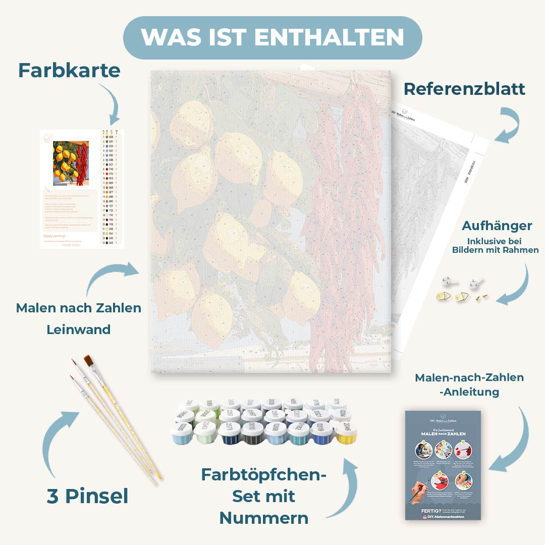 Malen nach Zahlen - Zitronen & Chilischoten