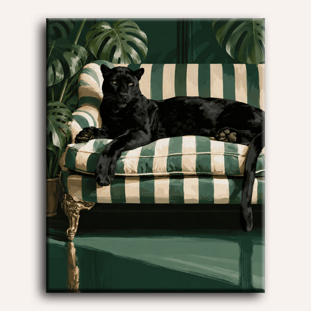 Malen nach Zahlen - Panther auf dem Sofa