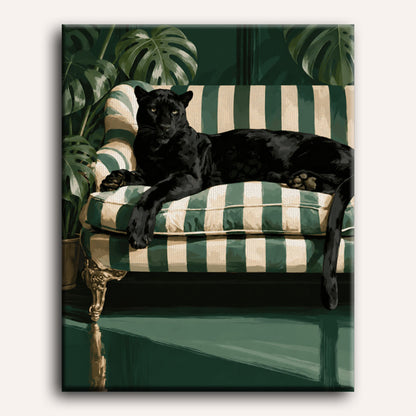 Malen nach Zahlen - Panther auf dem Sofa