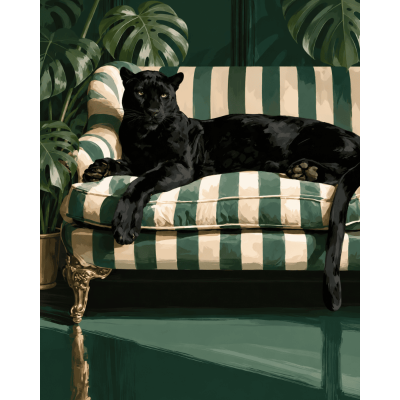 Malen nach Zahlen - Panther auf dem Sofa