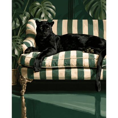 Malen nach Zahlen - Panther auf dem Sofa