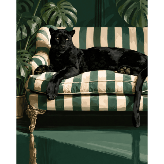 Malen nach Zahlen - Panther auf dem Sofa