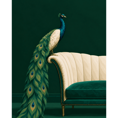 Malen nach Zahlen - Pfau auf dem Sofa
