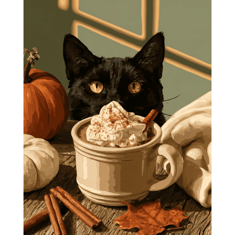 Malen nach Zahlen - Pumpkin-Spice-Katze