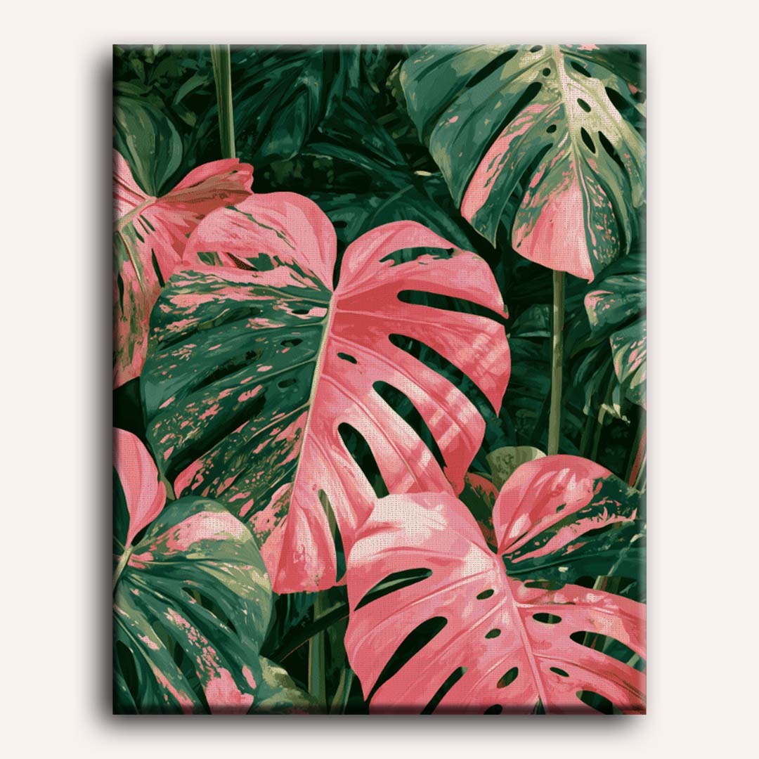 Malen nach Zahlen - Tropische rosa Blätter