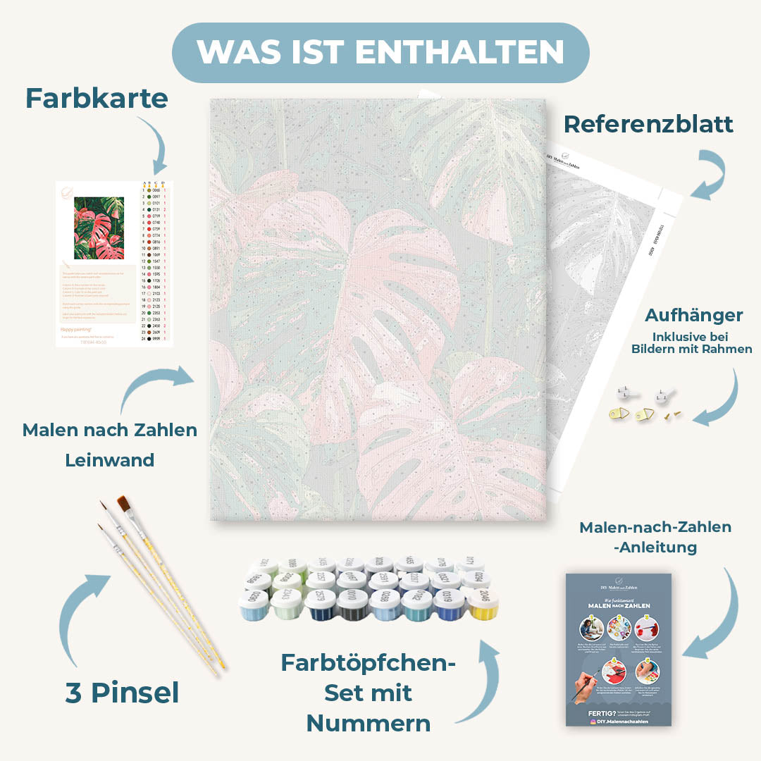 Malen nach Zahlen - Tropische rosa Blätter