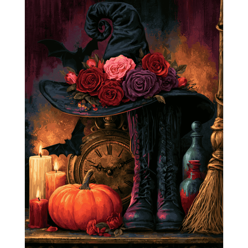 Malen nach Zahlen - Herbstlicher Hexenaltar