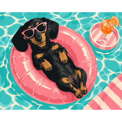 Malen nach Zahlen - Dackel-Poolclub