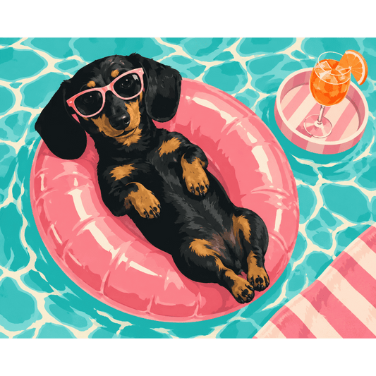 Malen nach Zahlen - Dackel-Poolclub