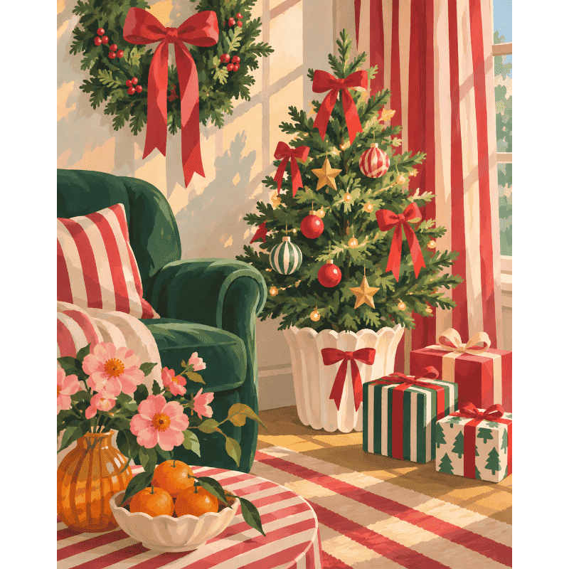 Malen nach Zahlen - Der gestreifte Weihnachtssalon