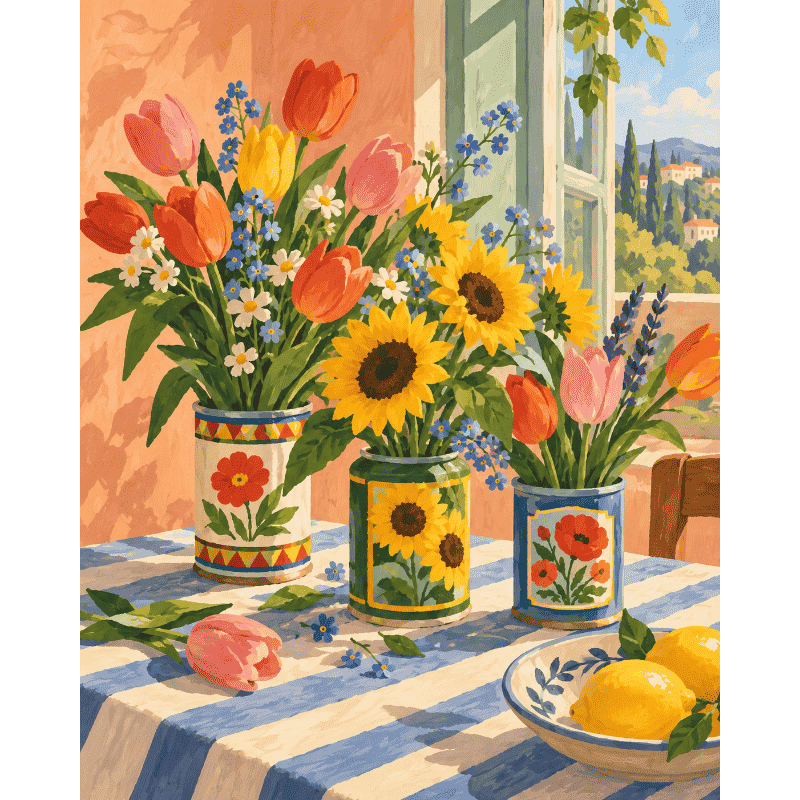 Malen nach Zahlen - Das Blechdosen-Blumenstudio
