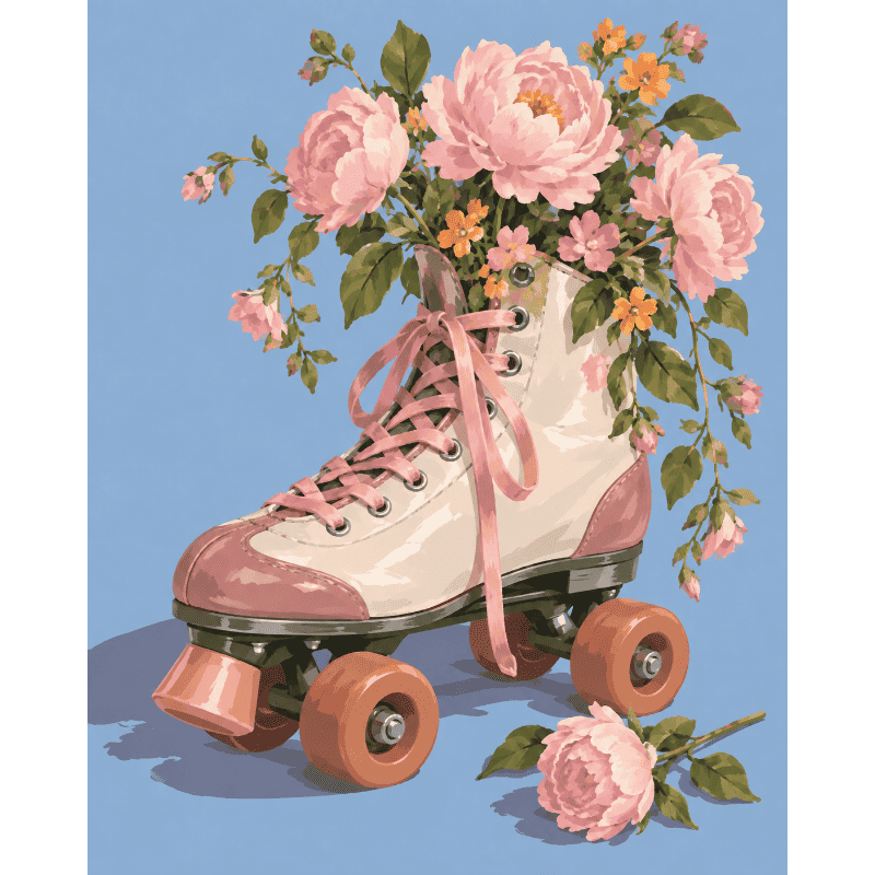 Malen nach Zahlen - Rollschuh-Blüte