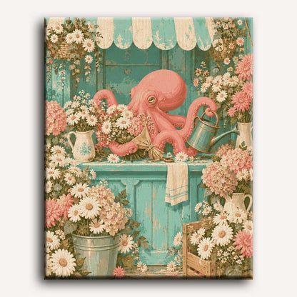 Malen nach Zahlen - Der Oktopus-Blumenladen