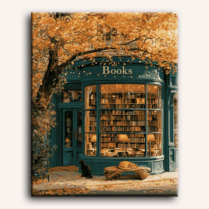Malen nach Zahlen - Herbstliche Buchladen-Ecke