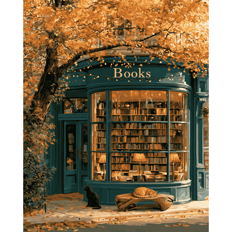 Malen nach Zahlen - Herbstliche Buchladen-Ecke