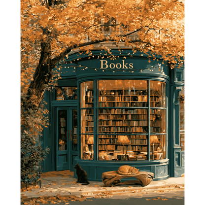 Malen nach Zahlen - Herbstliche Buchladen-Ecke
