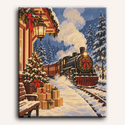 Malen nach Zahlen - Ankunft des Weihnachtszugs