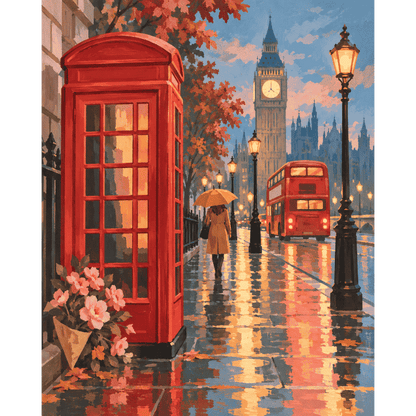 Malen nach Zahlen - Regnerischer Londoner Abend