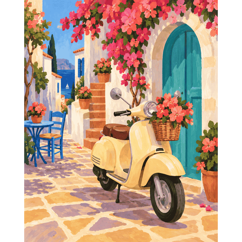 Malen nach Zahlen - Vespa in Blüte