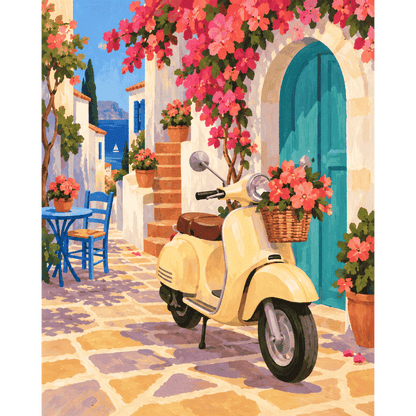 Malen nach Zahlen - Vespa in Blüte