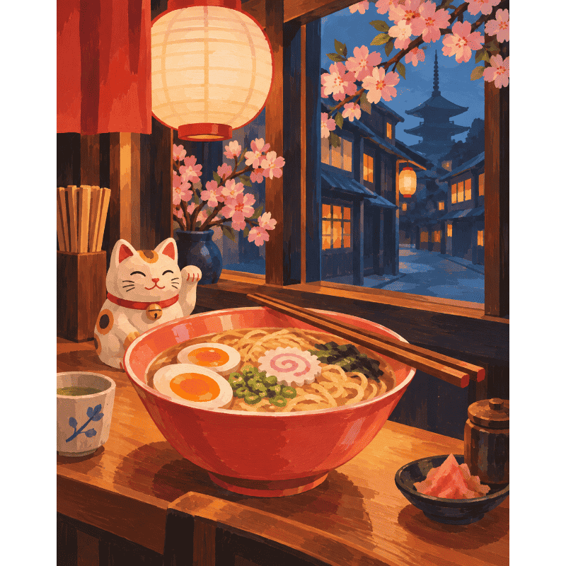 Malen nach Zahlen - Ramen-Laternennacht