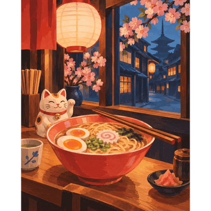 Malen nach Zahlen - Ramen-Laternennacht