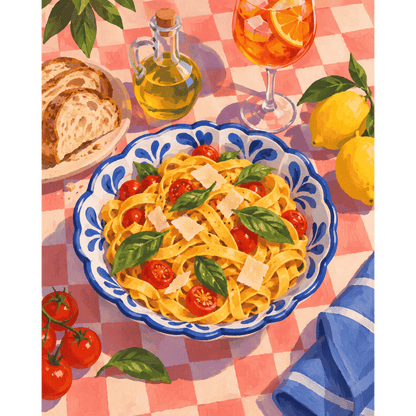 Malen nach Zahlen - Tagliatelle & Spritz