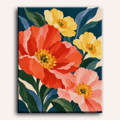 Malen nach Zahlen - Kräftige Mohnblüte