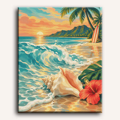 Malen nach Zahlen - Muschel am Strand