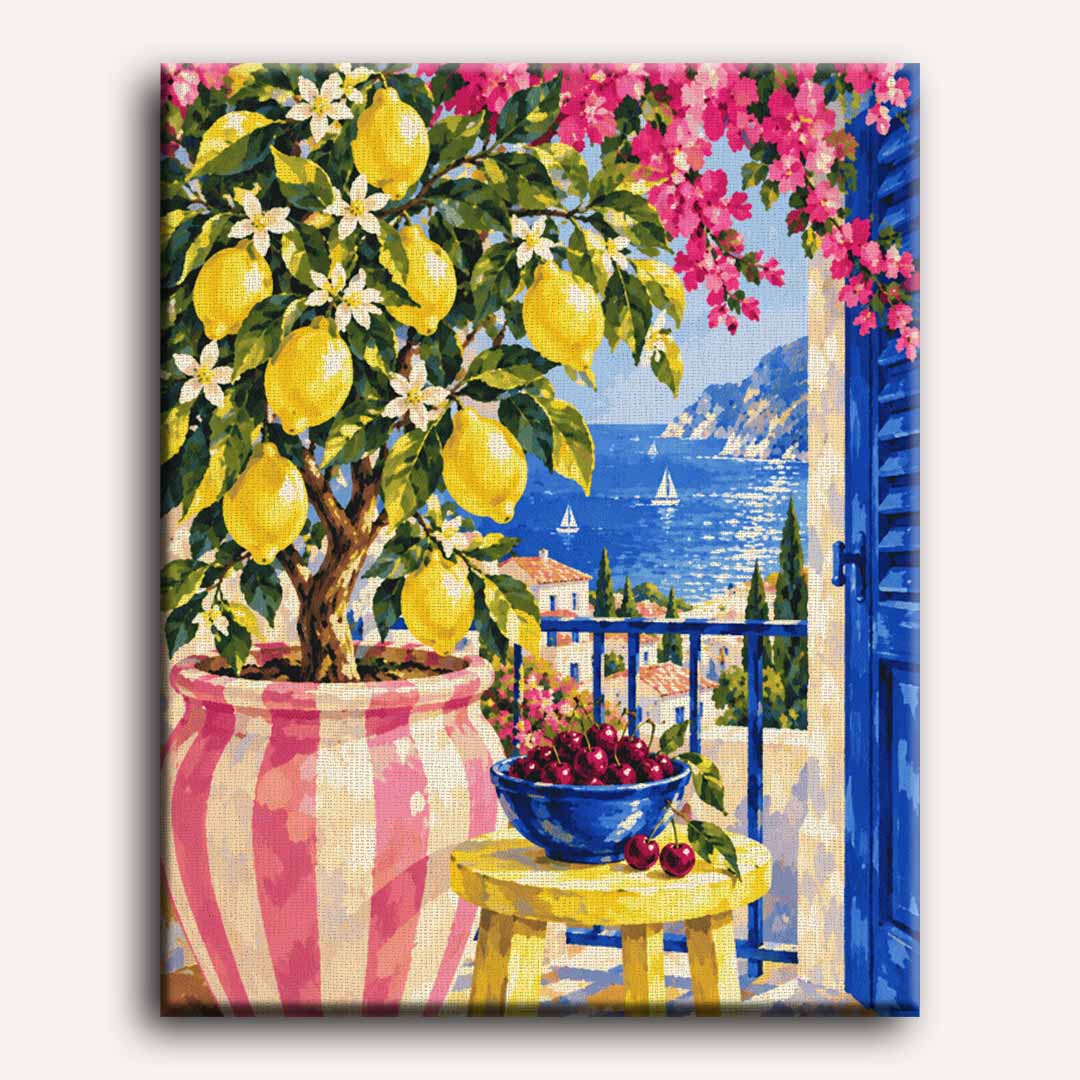 Malen nach Zahlen - Amalfi-Fensterläden mit Zitronen