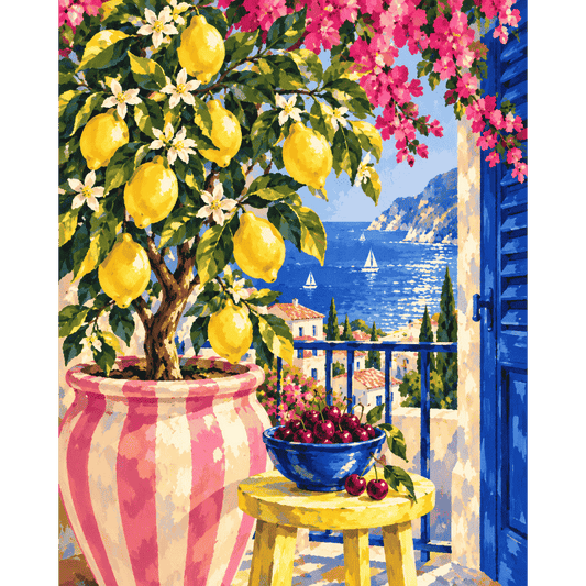Malen nach Zahlen - Amalfi-Fensterläden mit Zitronen
