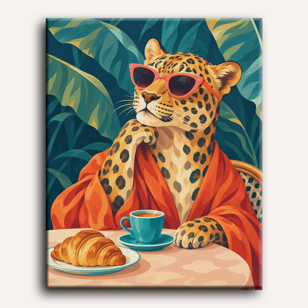 Malen nach Zahlen - Leoparden-Café am Morgen