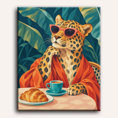 Malen nach Zahlen - Leoparden-Café am Morgen