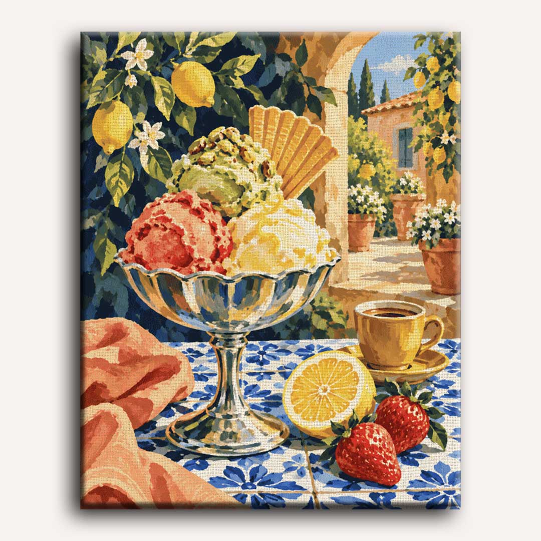Malen nach Zahlen - Gelato auf der Terrasse