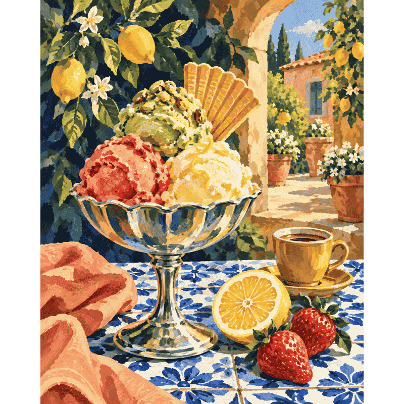 Malen nach Zahlen - Gelato auf der Terrasse