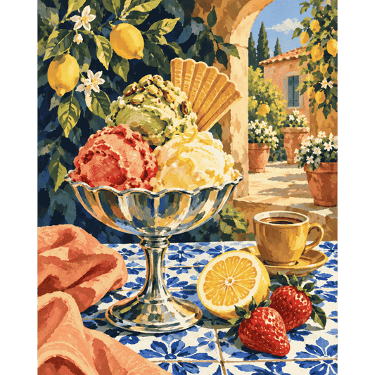 Malen nach Zahlen - Gelato auf der Terrasse